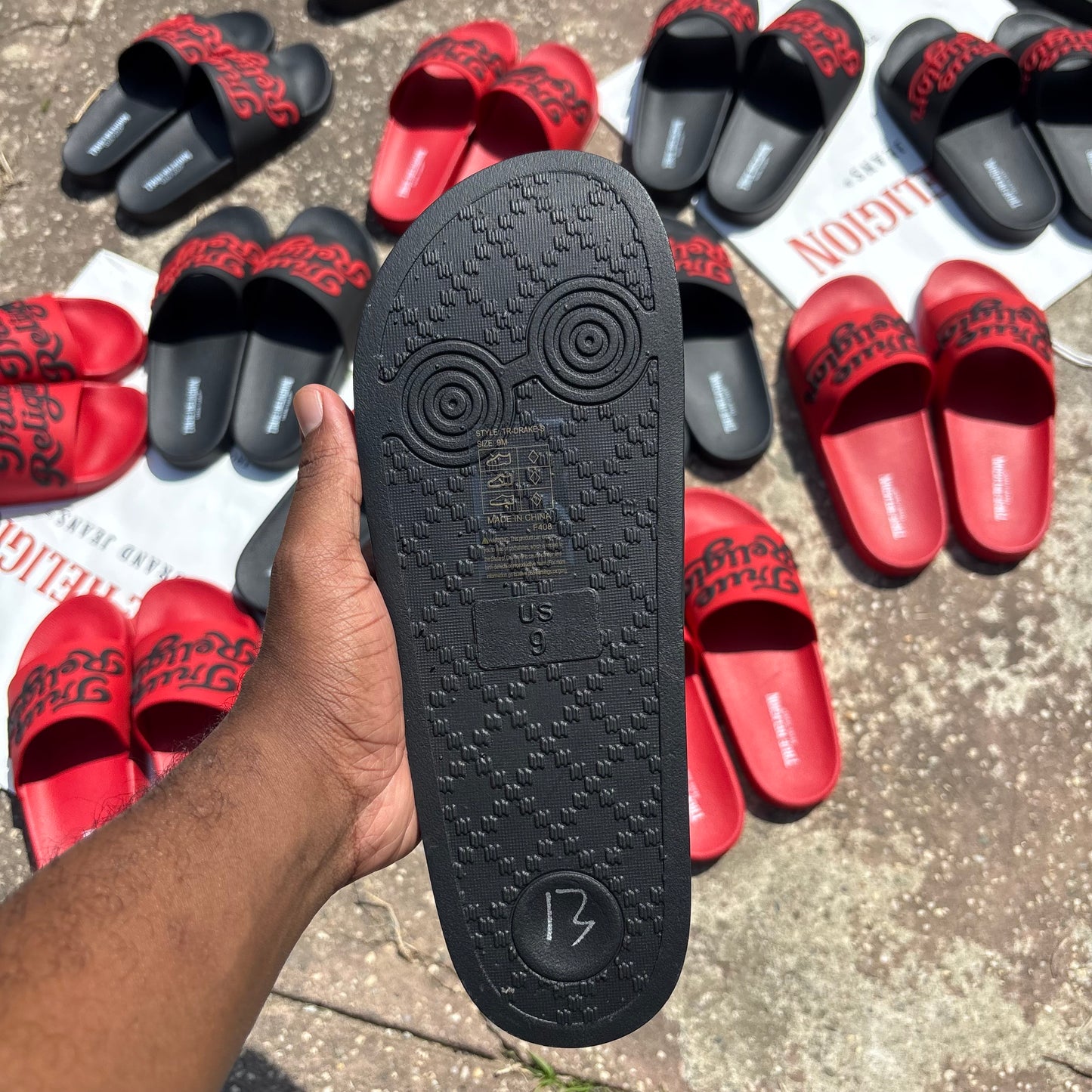 True Religion Slides "Cursive Black"